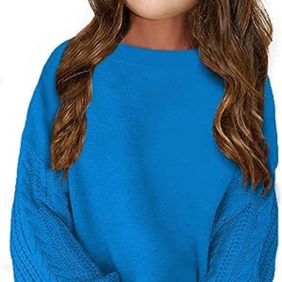 Girls Sweaters Crewneck Long Sleeve Boy Girl Cute Knit Chunky Pullover - Picture 1 of 6